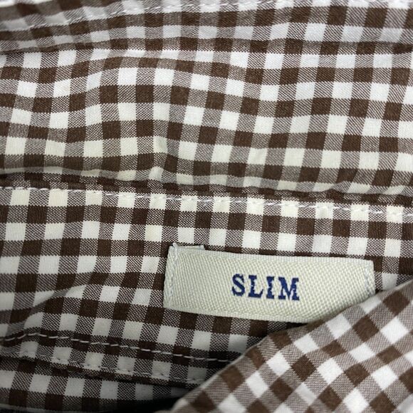 J Crew Shirt Mens Large Brown Check Plaid Button Down Slim‎ Lightweight Cotton - Picture 9 of 10